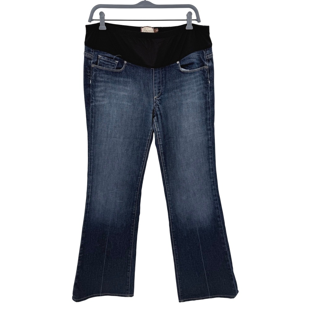 PAIGE Dark Blue Bootcut Jeans with Black Maternity Panel